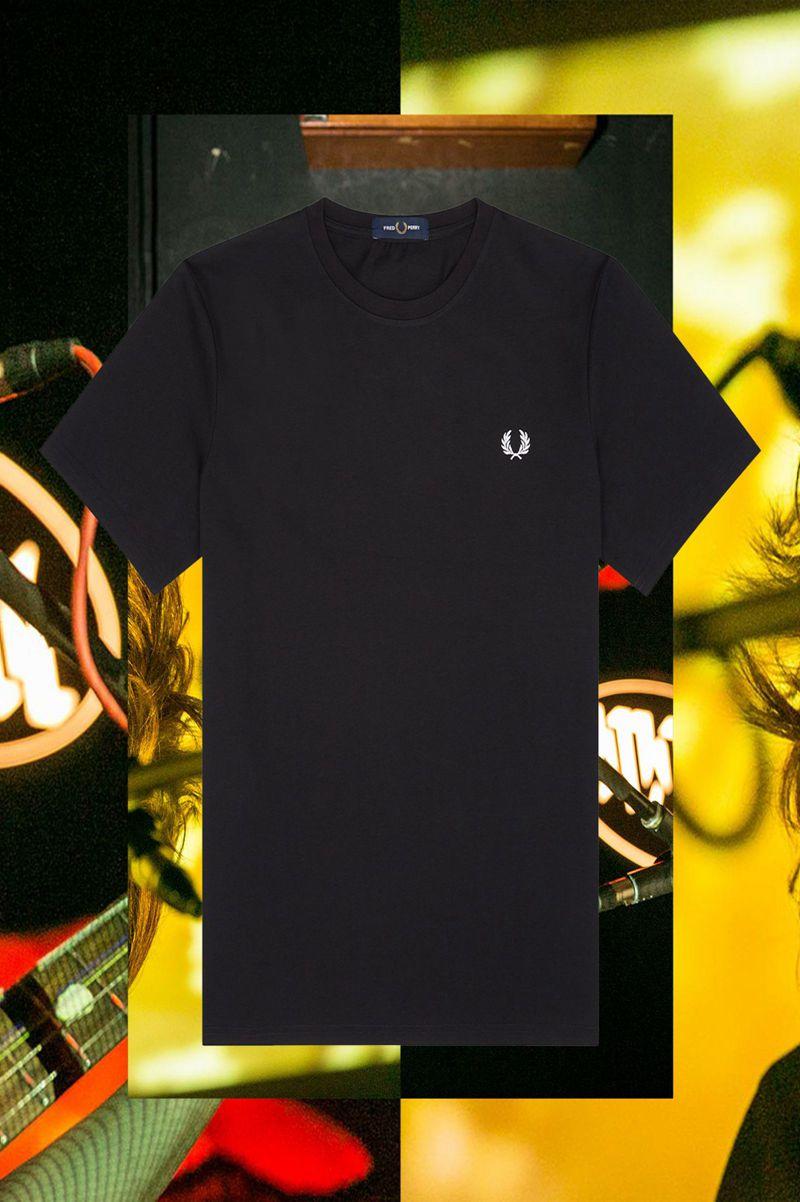 Black Fred Perry Stockholm Ringer Men's T Shirts | PH 1769GSOL